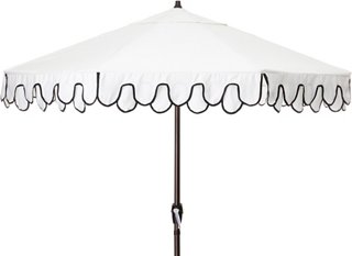 One Kings Lane Outdoor Phoebe Double Scallop Patio Umbrella Black White One Kings Lane