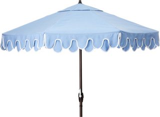 One Kings Lane Outdoor Phoebe Scallop Patio Umbrella Air Blue Natural One Kings Lane