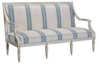 Presidio Settee, Light Blue Stripe. Timeless Furniture Finds & Timeless Thoughts.