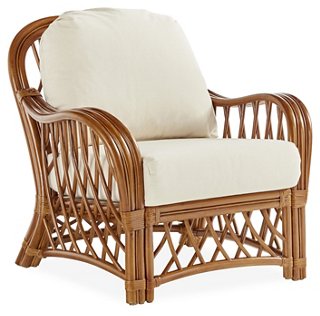 South Sea Rattan - Antigua Rattan Club Chair, Natural/White | One Kings