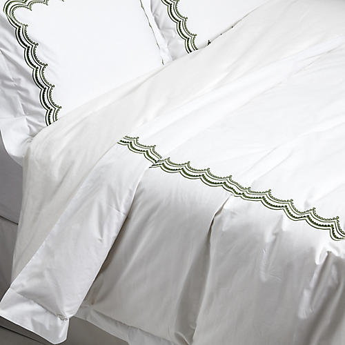 Matouk Evelyn Duvet Set Moss Green One Kings Lane