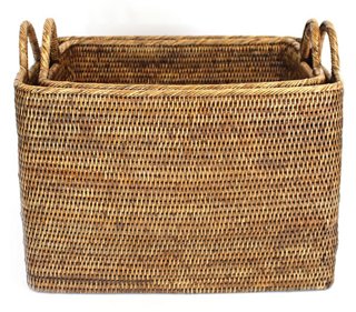 Asst. of 2 Lyn Baskets w/ Loop Handles, Brown One Kings Lane