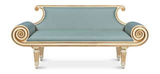 Bunny Williams Home Adrian Bench Blue Linen One Kings Lane