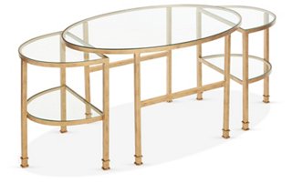 One Kings Lane Asst Of 3 Paquet Nesting Coffee Tables Antiqued Gold One Kings Lane