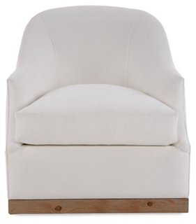 Bridget Swivel Club Chair, Ivory Linen