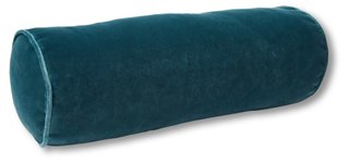 One Kings Lane Anne Bolster Pillow Teal Velvet One Kings Lane