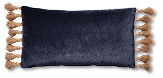 navy velvet lumbar pillow
