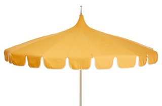 Aya Pagoda Patio Umbrella Light Yellow White Poolside Style