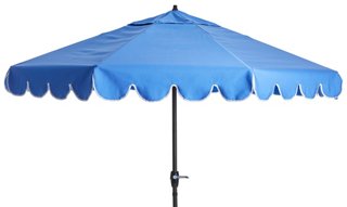 One Kings Lane Outdoor Phoebe Scallop Edge Patio Umbrella Sky Blue One Kings Lane