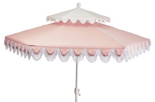 One Kings Lane Outdoor Anna Two Tier Patio Umbrella Light Pink White One Kings Lane