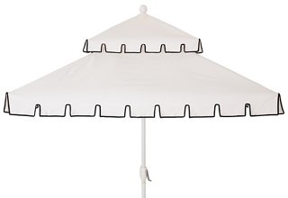 One Kings Lane Outdoor Liz Two Tier Square Patio Umbrella White