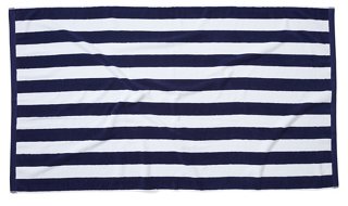 navy stripe beach towel