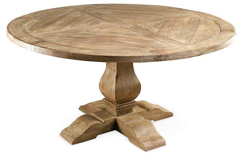 Mango Wood Round Dining Table, Weathered Round Dining Table