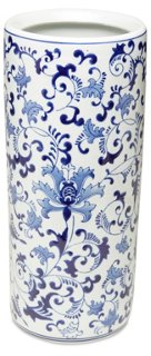 blue umbrella stand