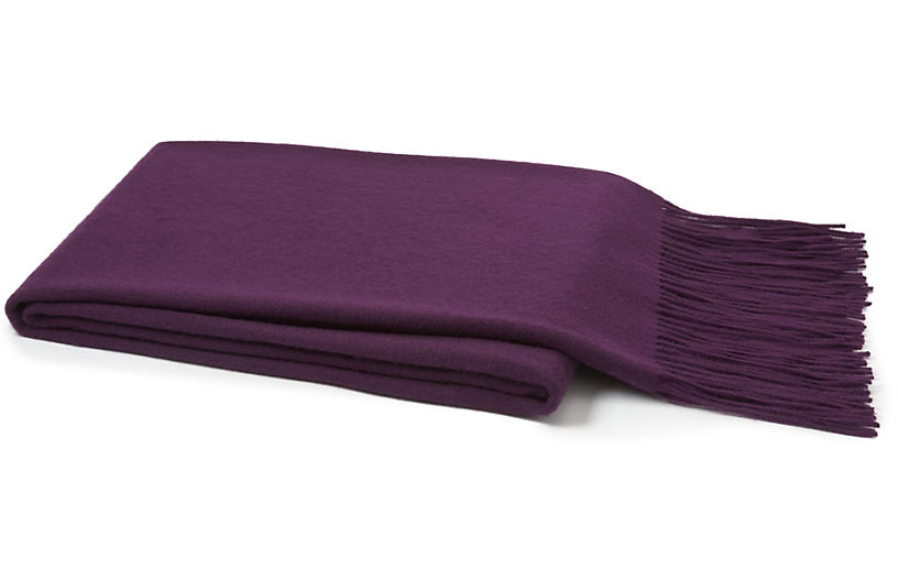 Solid Cashmere Throw - Purple