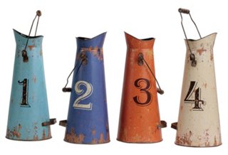 Tin Buckets w/ Numbers, Asst. of 4