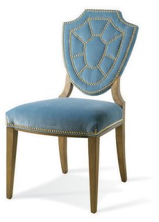 Pawline Velvet Side Chair Blue On One Kings Lane Ibt Shop