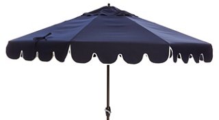 One Kings Lane Outdoor Phoebe Scallop Edge Patio Umbrella Navy One Kings Lane