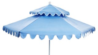 One Kings Lane Outdoor Daiana Two Tier Patio Umbrella Light Blue White One Kings Lane