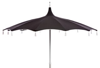 One Kings Lane Outdoor Rena Tassel Patio Umbrella Black One Kings Lane