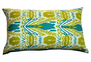 Ikat 14x24 Pillow, Green & Blue