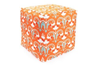 16x16x16 Leela Outdoor Pouf, Orange