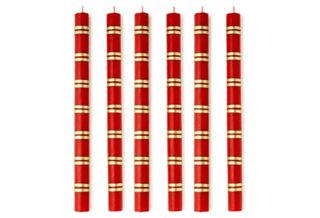 S/6 Double Ring Tapers, Red & Gold