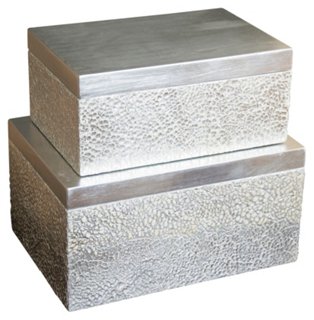 Set of 2 Parker Rectangular Boxes - Silver