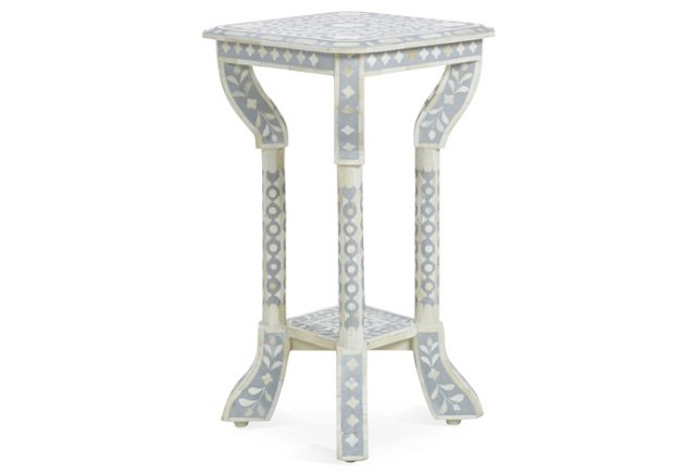 Bone-Inlay Side Table, Gray