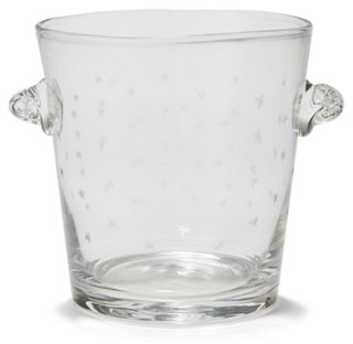 vintage glass ice bucket with handle