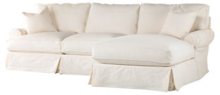 Comfy Slipcovered Sectional Cream Linen Rachel Ashwell Brands
