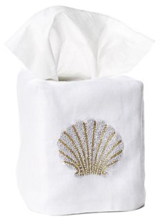 white linen tissue box cover
