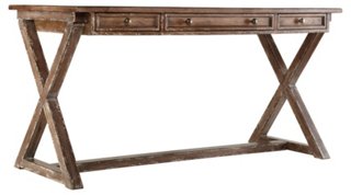 Bennett Leather-Top Writing Desk - Brown
