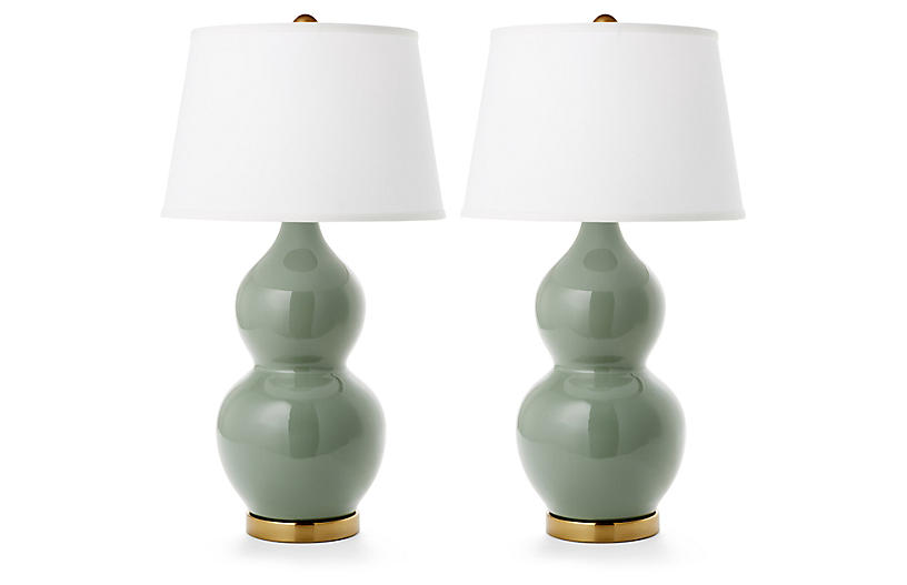 Set of 2 Ainsley Table Lamps - Jade