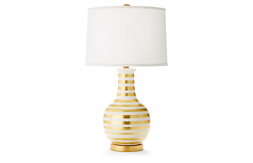 Madison Table Lamp - Gold/White