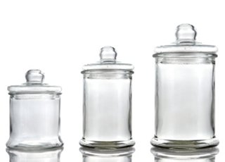 Set of 3 Round Glass Canisters