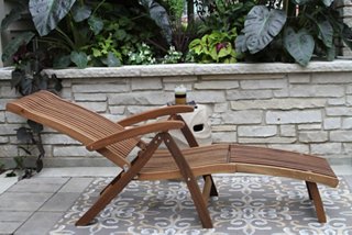 Adjustable Outdoor Eucalyptus Chaise  One Kings Lane