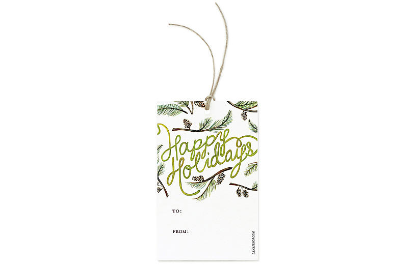 Set of 12 Happy Holidays Gift Tags - Lana's Shop