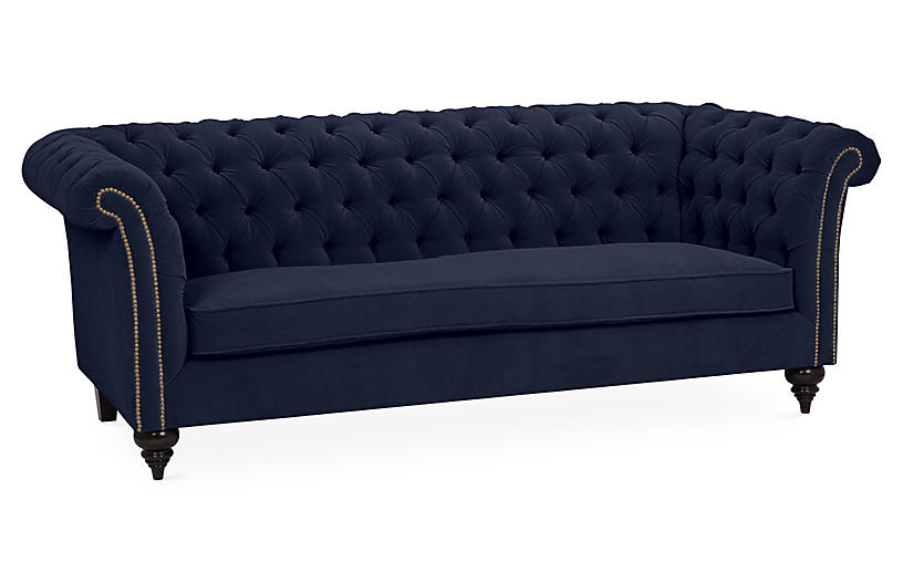 Hawkins Chesterfield Sofa, Navy Velvet Kim Salmela Brands One Kings Lane Hawkins Chesterfield Sofa, Navy Velvet Kim Salmela Brands One Kings Lane