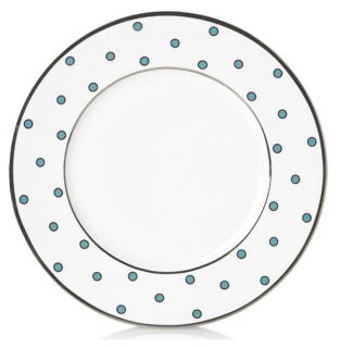 S/4 Dots Accent Plates, Lt Blue/White