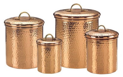 S 4 Assorted Hammered Copper Canisters Canisters Food Storage