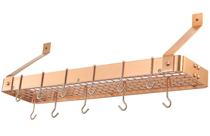 Satin Copper Cookware Shelf with Grid