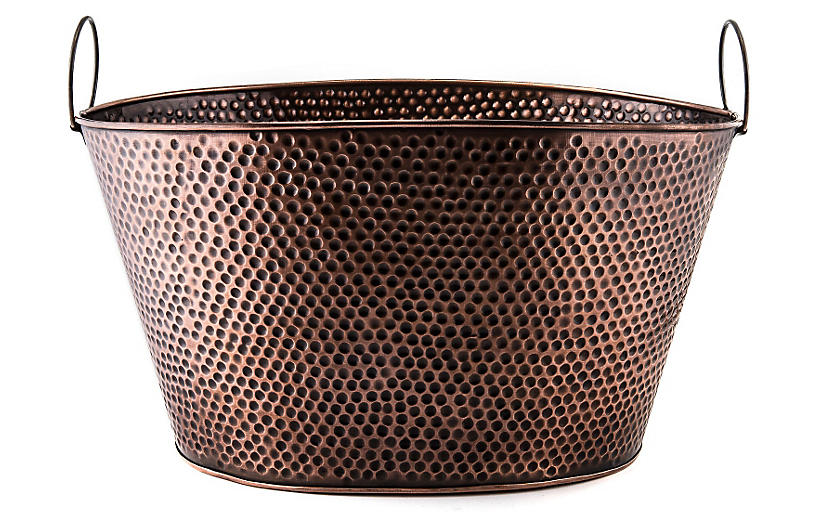 Oval Hammered Copper Party Tub