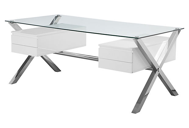 Beverli Large Desk, White