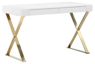 X Leg Desk White Gold One Kings Lane