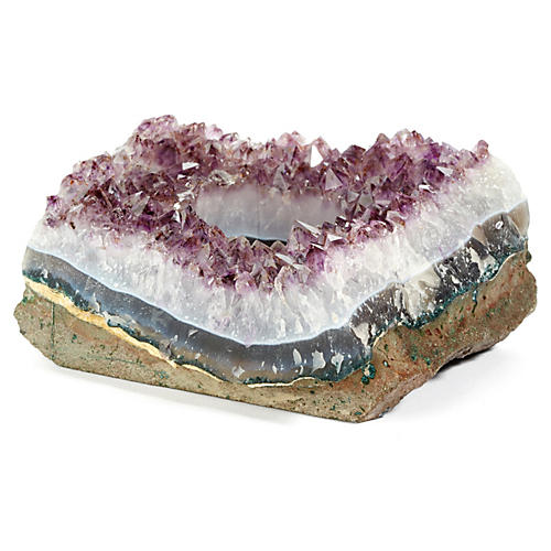5" Amethyst Crystal Candleholder, Purple