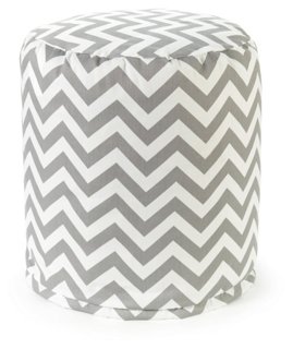 Zig-Zag Outdoor Round Pouf, Gray