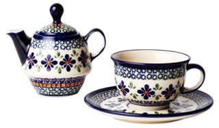 Polish Pottery Stoneware Tea for One Set One Kings Lane