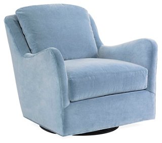 baby blue velvet chair