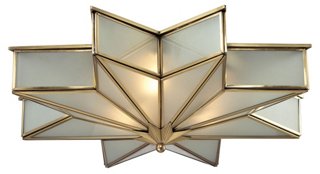 3-Light Decostar Flush Mount, Brass